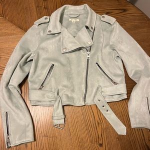 Suede Moto Jacket Seafoam Green
